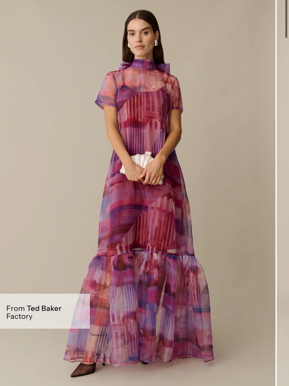 Ted Baker Multi-Pink & Purple Sheer Tiered Maxi Dress